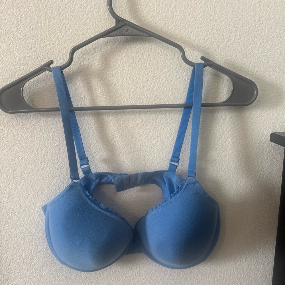 Fruit of the Loom Blue T-Shirt Bra 38D Underwire Padded Adjustable